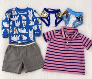 Boys 2T Clothing Bundle Carter’s Polo Polar Bear Shirt Cargo Shorts 5Pc Lot